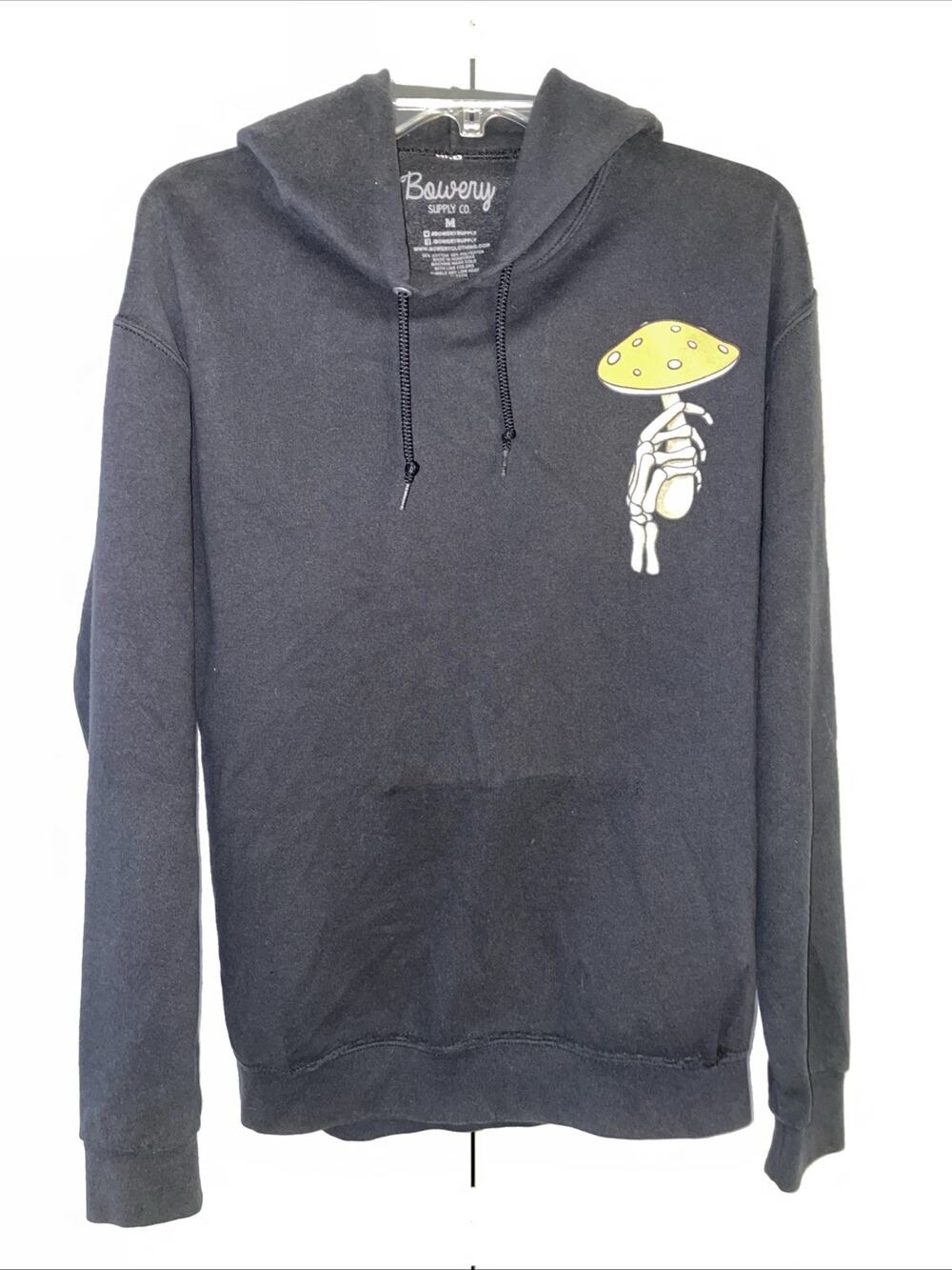 Bowery Supply Co. Skeleton Hand Mushroom Graphic Hoodie Black Size Medium